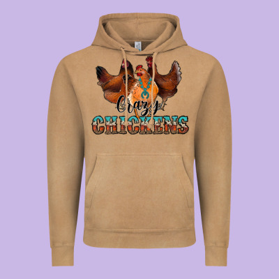 Crazychickens Vintage Hoodie Designed By Cowhidedigitalart