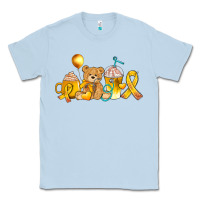 Dusty Blue childhood cancer ribbon and coffee cups Classic Tee - AdoDesignShop