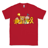 Red childhood cancer ribbon and coffee cups Classic Tee - AdoDesignShop