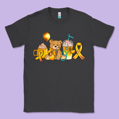 Childhood Cancer Ribbon And Coffee Cups Classic Tee Designed By Adodesignshop