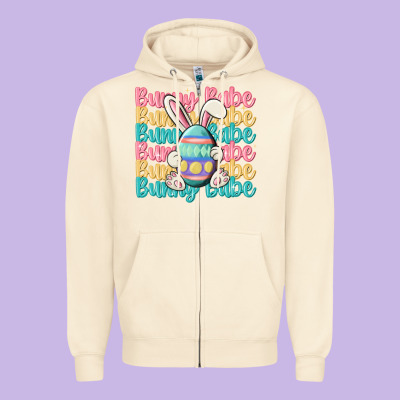Bunny Babe Zipper Hoodie Designed By Maliassmallbusiness