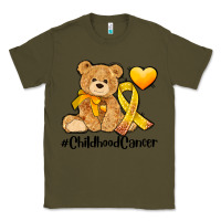 Army Green childhood cancer and cancer ribbon Classic Tee - AdoDesignShop