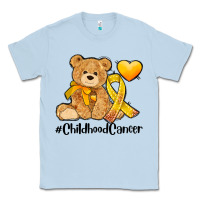 Dusty Blue childhood cancer and cancer ribbon Classic Tee - AdoDesignShop
