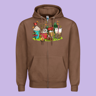 Camp Coffee Drink Zipper Hoodie Designed By Maliassmallbusiness