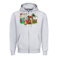 Heather Grey camp coffee drink Zipper Hoodie - MaliasSmallBusiness