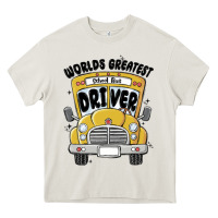 Cream worlds greatest school bus driver Heavy Core Tee - MaliasSmallBusiness