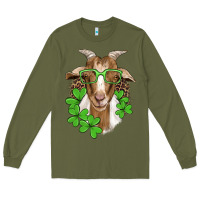 Army Green st patricks goat with glasses Long Sleeve Tee - Artiststas