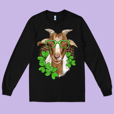 St Patricks Goat With Glasses Long Sleeve Tee Designed By Artiststas