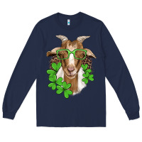 Navy st patricks goat with glasses Long Sleeve Tee - Artiststas