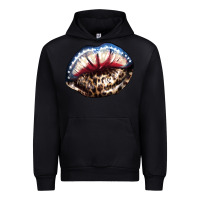 Black American lip leopard 4th of july Urban Hoodie - HowdyJamesFarm