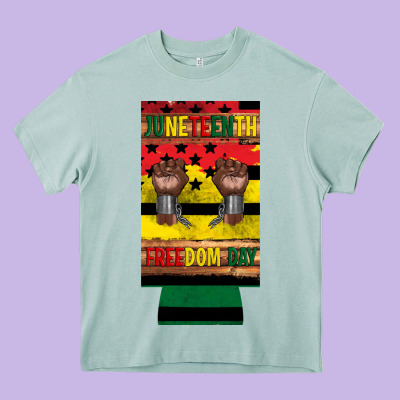 Juneteenth Freedom Day 12 Oz Can Cooler (slim) 2 Heavy Core Tee Designed By Artiststas