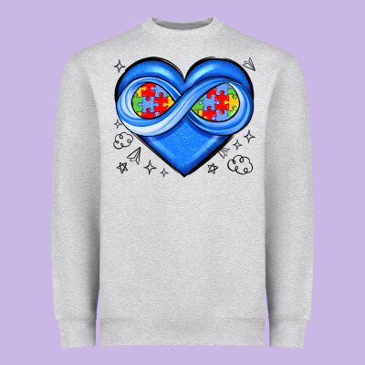 Infinity Heart Autism Awareness Heavyweight Sweatshirt Designed By Jahusdesignshop