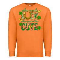 Carrot Who Needs Luck When You're This Cute St. Patricks Premium Sweatshirt - BundleAndBundleShop