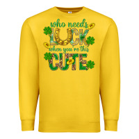Lemon Who Needs Luck When You're This Cute St. Patricks Premium Sweatshirt - BundleAndBundleShop