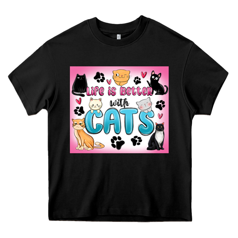Life Is Better With Cats Heavy Core Tee by MaliasSmallBusiness | Teevron