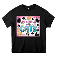 Black life is better with cats Heavy Core Tee - MaliasSmallBusiness