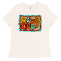 Bone pumpkin sunflower Ladies Tee - AdoDesignShop
