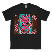 Black western pattern pink with floral cancer ribbon Classic Tee - AdoDesignShop
