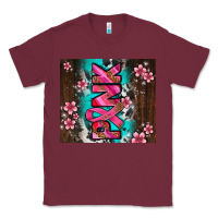 Burgundy western pattern pink with floral cancer ribbon Classic Tee - AdoDesignShop