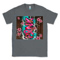 Charcoal Heather western pattern pink with floral cancer ribbon Classic Tee - AdoDesignShop
