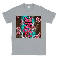 Heather Grey western pattern pink with floral cancer ribbon Classic Tee - AdoDesignShop