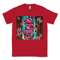 Red western pattern pink with floral cancer ribbon Classic Tee - AdoDesignShop