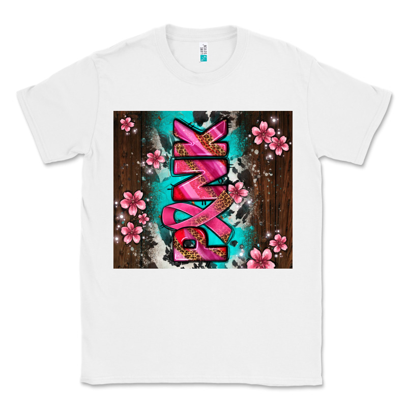 Western Pattern Pink With Floral Cancer Ribbon Classic Tee by AdoDesignShop | Teevron