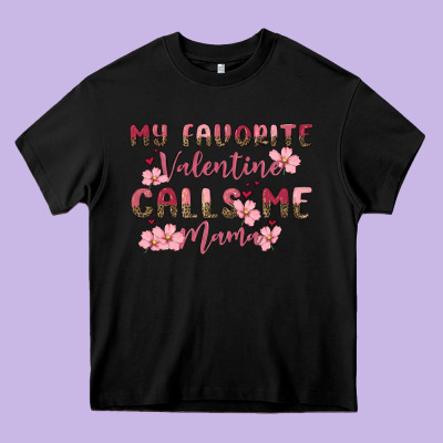 My Favorite Valentine Calls Me Mama Heavy Core Tee Designed By Maliassmallbusiness