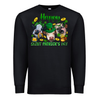 Black Happy Saint Patrick'S Day With Clover Premium Sweatshirt - BundleAndBundleShop