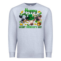 Heather Grey Happy Saint Patrick'S Day With Clover Premium Sweatshirt - BundleAndBundleShop