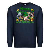 Navy Happy Saint Patrick'S Day With Clover Premium Sweatshirt - BundleAndBundleShop