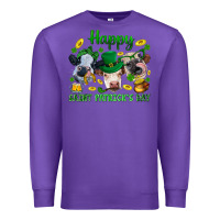 Purple Happy Saint Patrick'S Day With Clover Premium Sweatshirt - BundleAndBundleShop