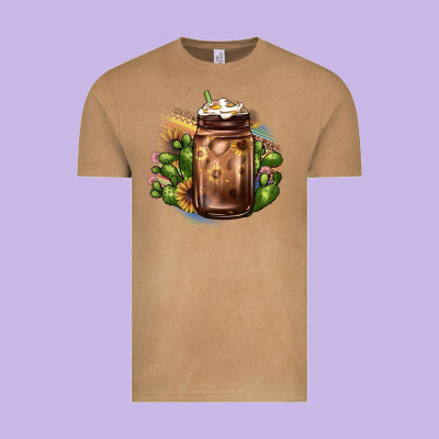 Sunflower Coffee Cup Cactus Vintage Tee Designed By Jahusdesignshop