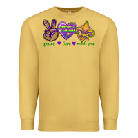 Antique Gold Peace Love Mardi Gras Premium Sweatshirt - BundleAndBundleShop