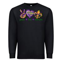 Black Peace Love Mardi Gras Premium Sweatshirt - BundleAndBundleShop