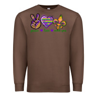 Chestnut Peace Love Mardi Gras Premium Sweatshirt - BundleAndBundleShop