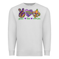 Dove Grey Peace Love Mardi Gras Premium Sweatshirt - BundleAndBundleShop