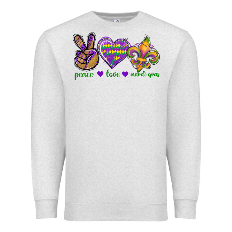 Peace Love Mardi Gras Premium Sweatshirt by BundleAndBundleShop | Teevron