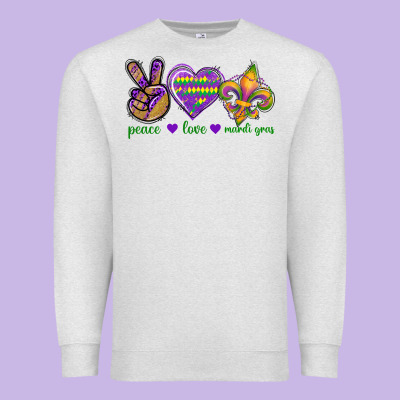 Peace Love Mardi Gras Premium Sweatshirt Designed By Bundleandbundleshop