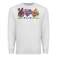 Oatmeal Heather Peace Love Mardi Gras Premium Sweatshirt - BundleAndBundleShop