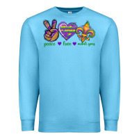 Ocean Blue Peace Love Mardi Gras Premium Sweatshirt - BundleAndBundleShop