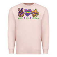 Pale Pink Peace Love Mardi Gras Premium Sweatshirt - BundleAndBundleShop