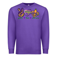 Purple Peace Love Mardi Gras Premium Sweatshirt - BundleAndBundleShop