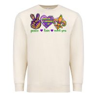 Sandshell Peace Love Mardi Gras Premium Sweatshirt - BundleAndBundleShop