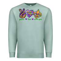 Seafoam Peace Love Mardi Gras Premium Sweatshirt - BundleAndBundleShop