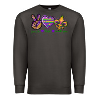 Smoke Peace Love Mardi Gras Premium Sweatshirt - BundleAndBundleShop