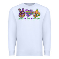 White Peace Love Mardi Gras Premium Sweatshirt - BundleAndBundleShop