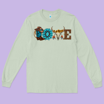 Western Love Long Sleeve Tee Designed By Adodesignshop