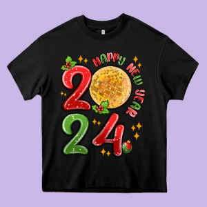 Happy New Year 2024 Heavy Core Tee Designed By Maliassmallbusiness