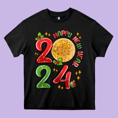 Happy New Year 2024 Heavy Core Tee Designed By Maliassmallbusiness
